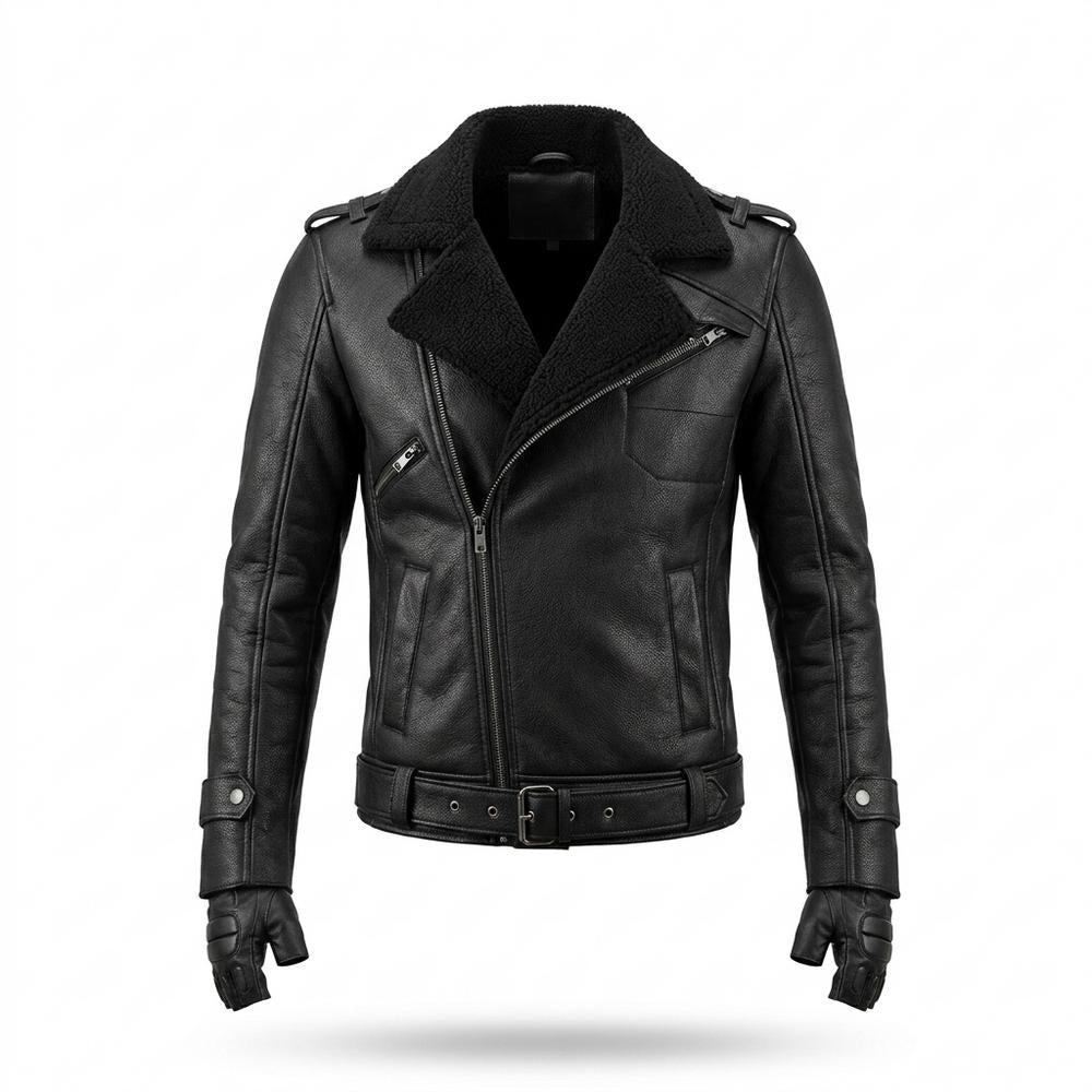 Lederjacken Outlet24 - Koras | Asymmetrisch Gefüttert Lederjacke Herren