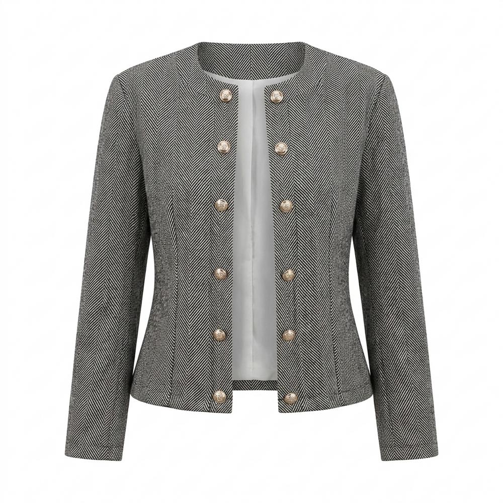 Lederjacken Outlet24 - Rotut | Fischgratgemustert Tailliert Jacke Damen