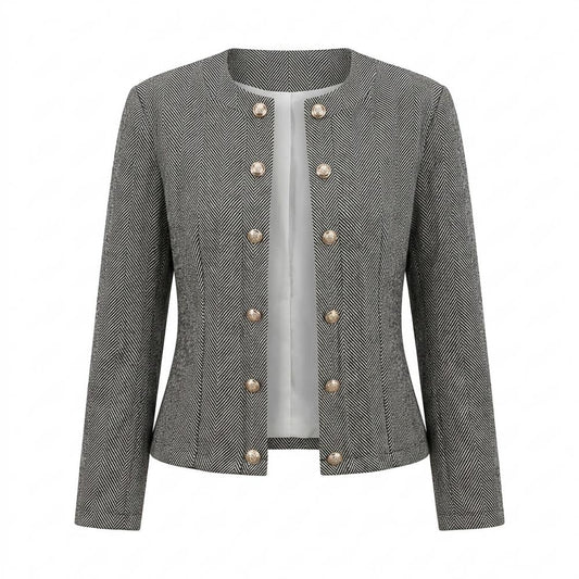 Lederjacken Outlet24 - Rotut | Fischgratgemustert Tailliert Jacke Damen
