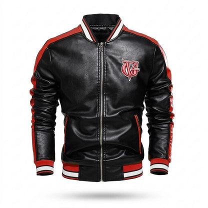 Lederjacken Outlet24 - Euvad | Gestreifte Taillierte Lederjacke Herren