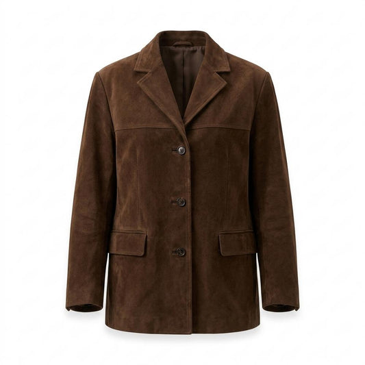 Lederjacken Outlet24 - Vemur | Einreihige Langärmlige Wildleder-Jacke Damen