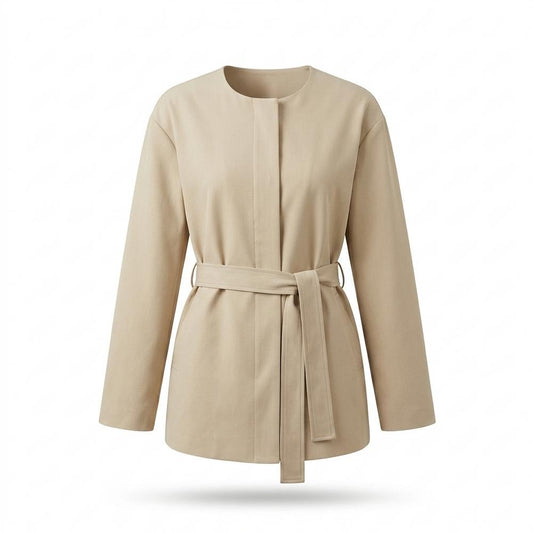 Lederjacken Outlet24 - Runik | Tailliert Kragenlos Mantel Damen