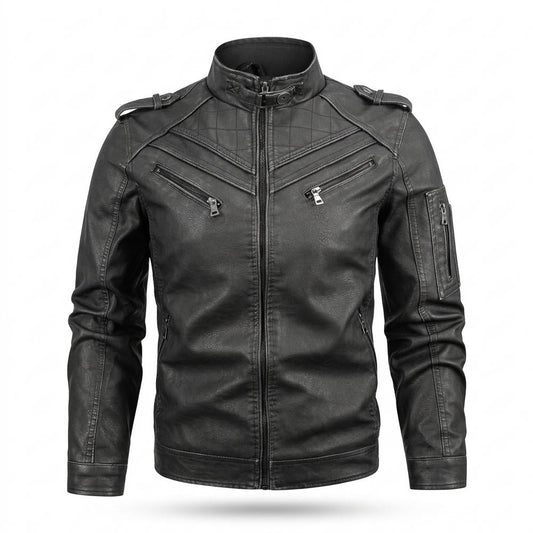 Lederjacken Outlet24 - Mulin | Gesteppt Tailliert Lederjacke Herren