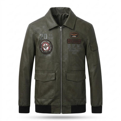 Lederjacken Outlet24 - Zenor | Bestickt Gerippt Lederjacke Herren