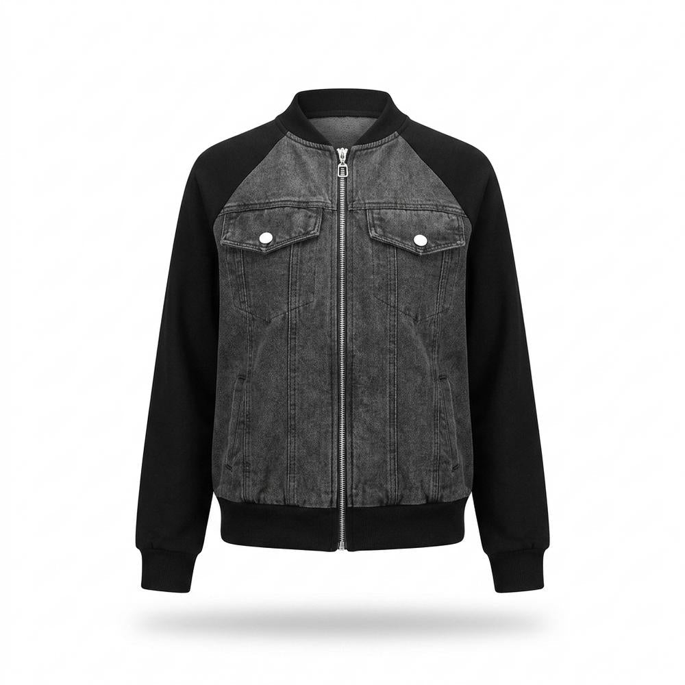 Lederjacken Outlet24 - Dobik | Kombinierte Zweifarbige Jacke Damen
