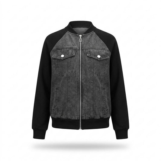 Lederjacken Outlet24 - Dobik | Kombinierte Zweifarbige Jacke Damen