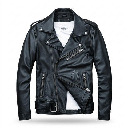 Lederjacken Outlet24 - Renun | Asymmetrisch Gegürtelt Lederjacke Herren