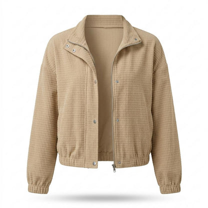 Lederjacken Outlet24 - Sasok | Strukturiert Reißverschluss Jacke Damen