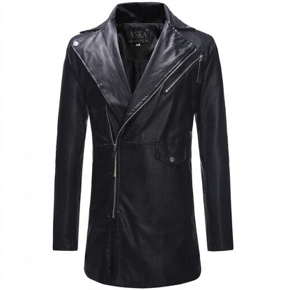 Lederjacken Outlet24 - Eoson | Asymmetrischer Taillierter Ledermantel Herren