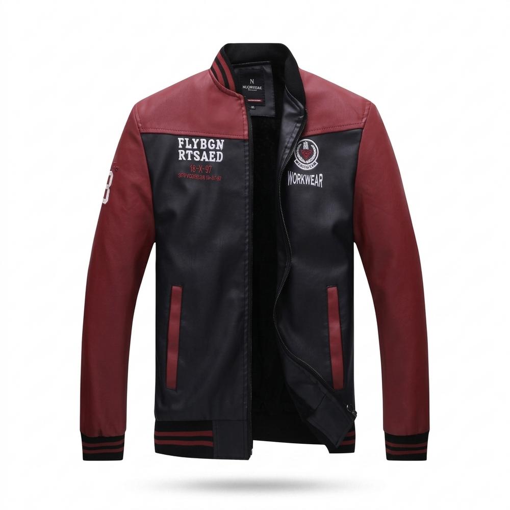Lederjacken Outlet24 - Norav | Zweifarbige Gerippte Lederjacke Herren