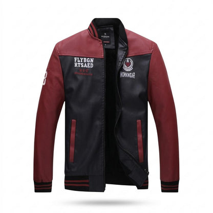 Lederjacken Outlet24 - Norav | Zweifarbige Gerippte Lederjacke Herren