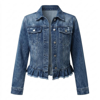 Lederjacken Outlet24 - Lidik | Gerüscht Geknöpft Jacke Damen