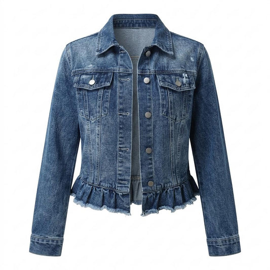 Lederjacken Outlet24 - Lidik | Gerüscht Geknöpft Jacke Damen
