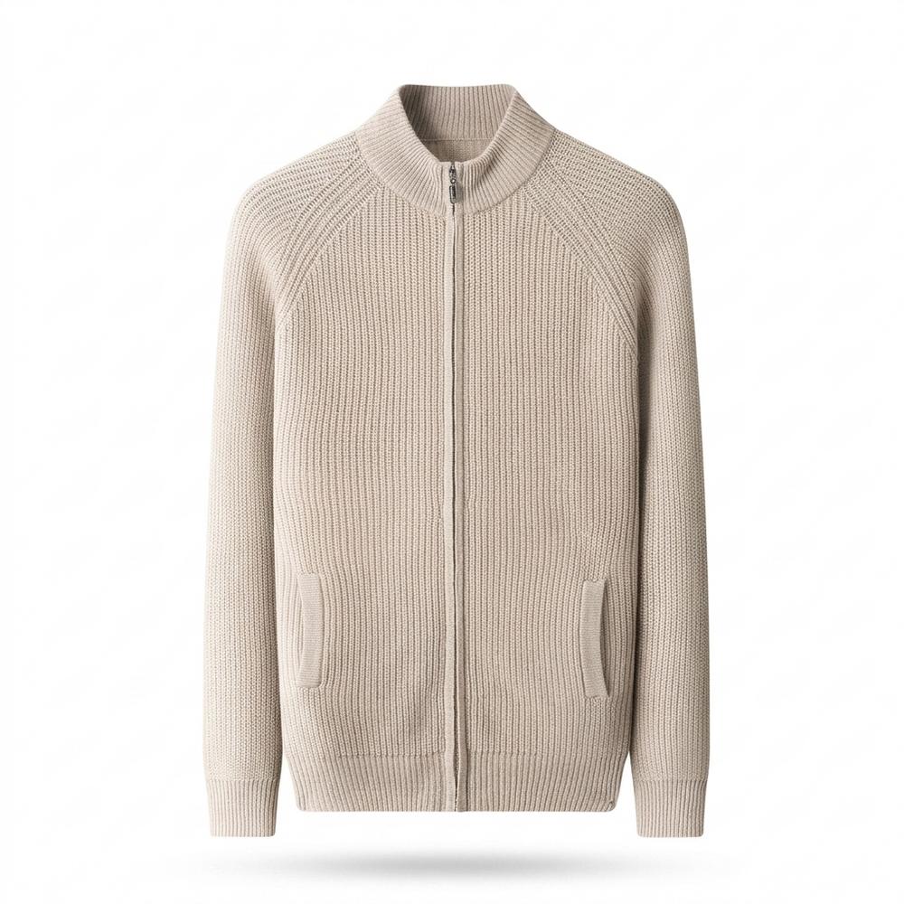 Lederjacken Outlet24 - Aefed | Gerippte Reißverschluss Strickjacke Herren