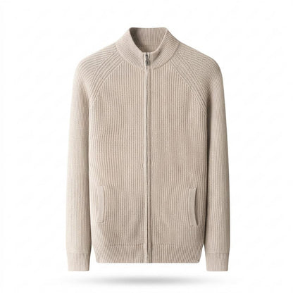 Lederjacken Outlet24 - Aefed | Gerippte Reißverschluss Strickjacke Herren