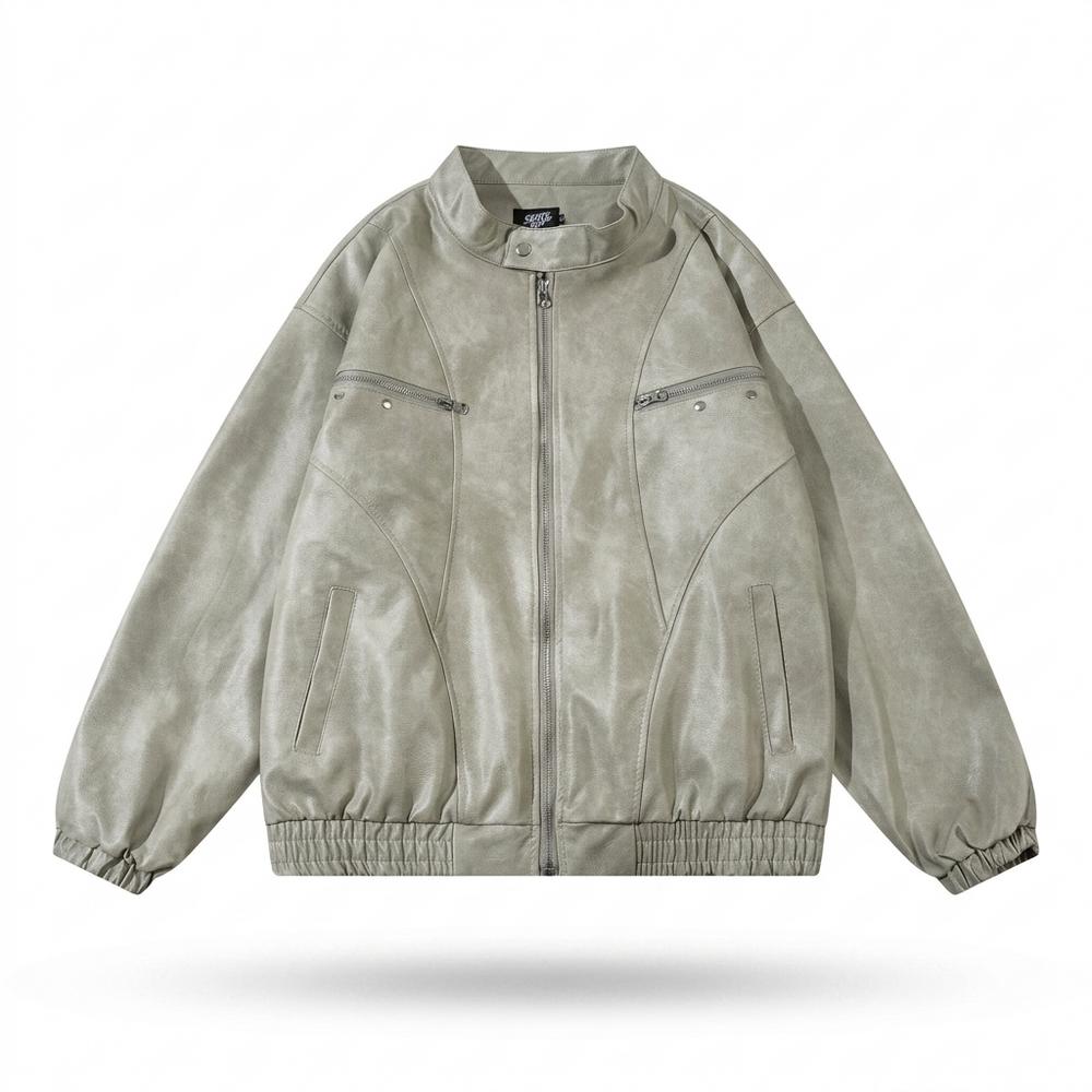 Lederjacken Outlet24 - Detor | Gewaschene Weit Geschnittene Lederjacke Unisex