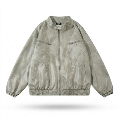 Lederjacken Outlet24 - Detor | Gewaschene Weit Geschnittene Lederjacke Unisex