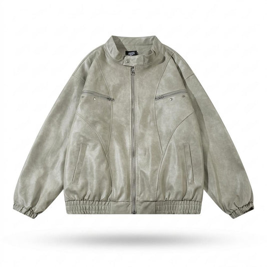 Lederjacken Outlet24 - Detor | Gewaschene Weit Geschnittene Lederjacke Unisex