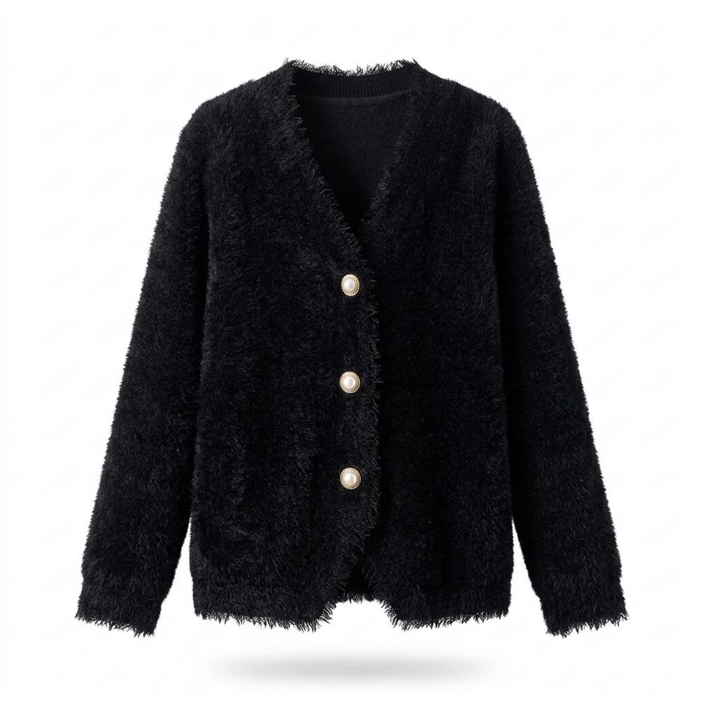 Lederjacken Outlet24 - Vepol | Flauschig Geknöpft Cardigan Damen