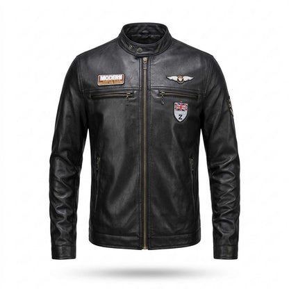 Lederjacken Outlet24 - Toped | Appliziert Tailliert Lederjacke Herren