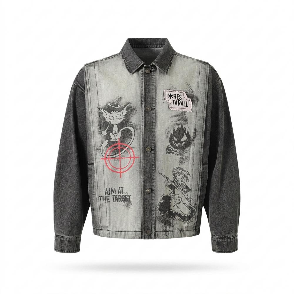 Lederjacken Outlet24 - Ketir | Bedruckte Zweifarbige Jacke Unisex