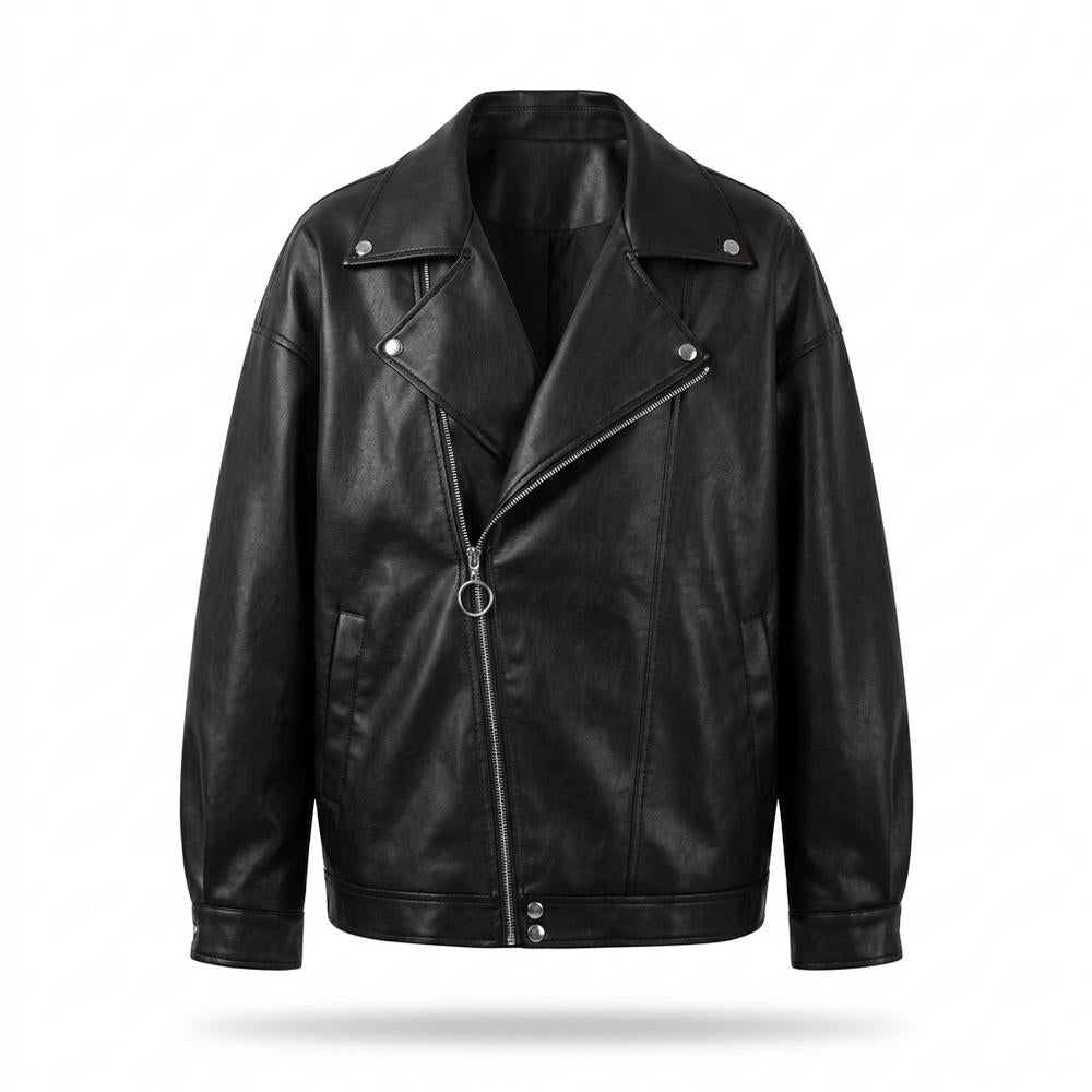 Lederjacken Outlet24 - Mosot | Locker Geschnitten Asymmetrisch Lederjacke Unisex