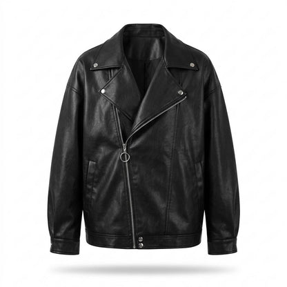 Lederjacken Outlet24 - Mosot | Locker Geschnitten Asymmetrisch Lederjacke Unisex