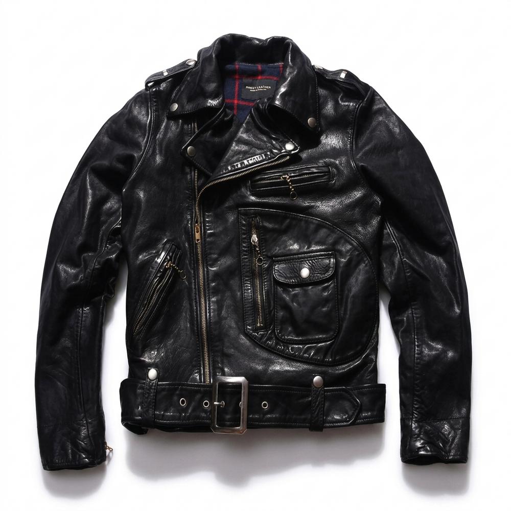 Lederjacken Outlet24 - Sokos | Asymmetrisch Gegürtelt Lederjacke Unisex
