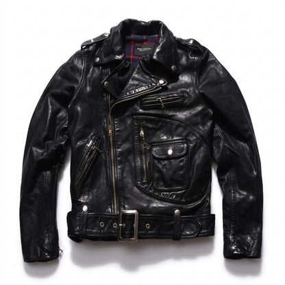Lederjacken Outlet24 - Sokos | Asymmetrisch Gegürtelt Lederjacke Unisex