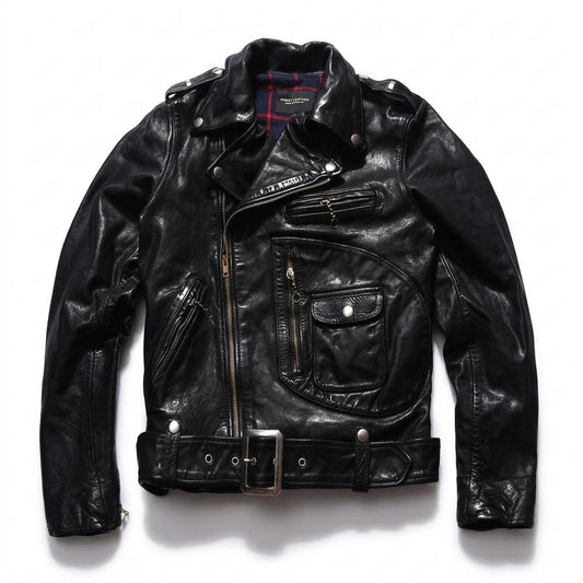 Lederjacken Outlet24 - Sokos | Asymmetrisch Gegürtelt Lederjacke Unisex