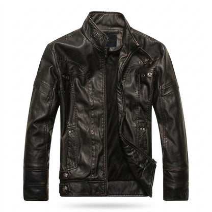 Lederjacken Outlet24 - Mefiv | Strukturiert Mit Stehkragen Lederjacke Herren