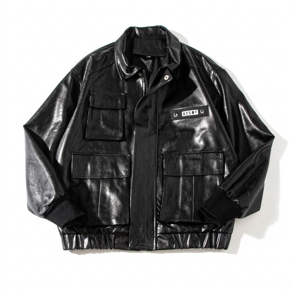 Lederjacken Outlet24 - Eubol | Glänzend Funktional Lederjacke Unisex
