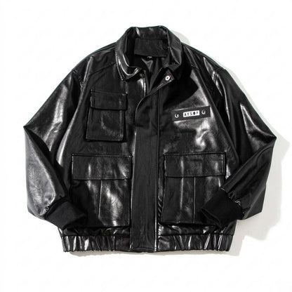 Lederjacken Outlet24 - Eubol | Glänzend Funktional Lederjacke Unisex