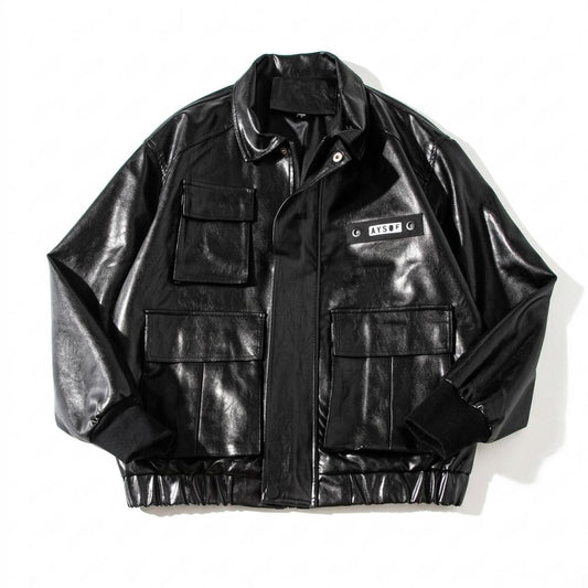 Lederjacken Outlet24 - Eubol | Glänzend Funktional Lederjacke Unisex