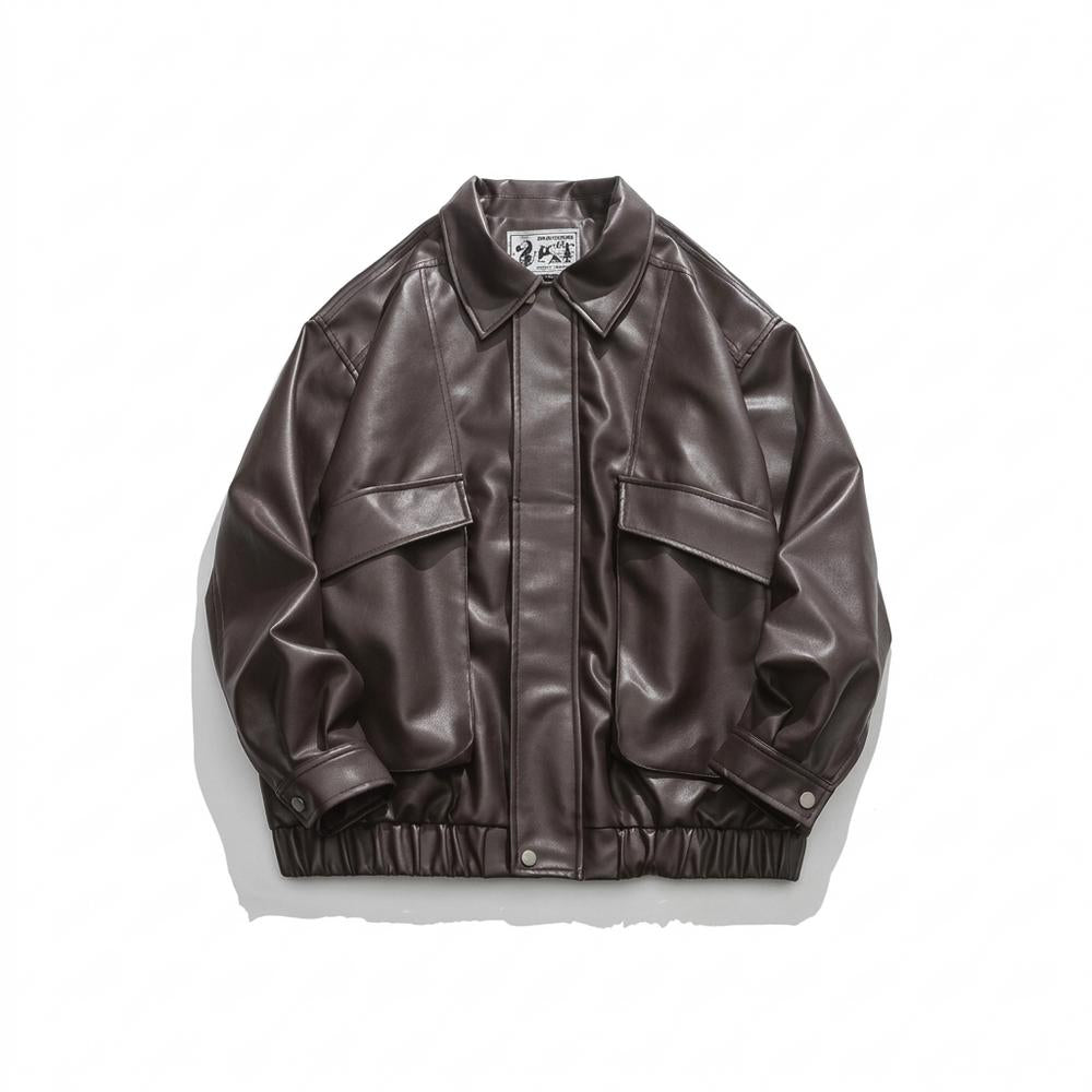 Lederjacken Outlet24 - Dulik | Gefütterte Kastig Geschnittene Lederjacke Unisex