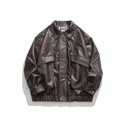 Lederjacken Outlet24 - Dulik | Gefütterte Kastig Geschnittene Lederjacke Unisex
