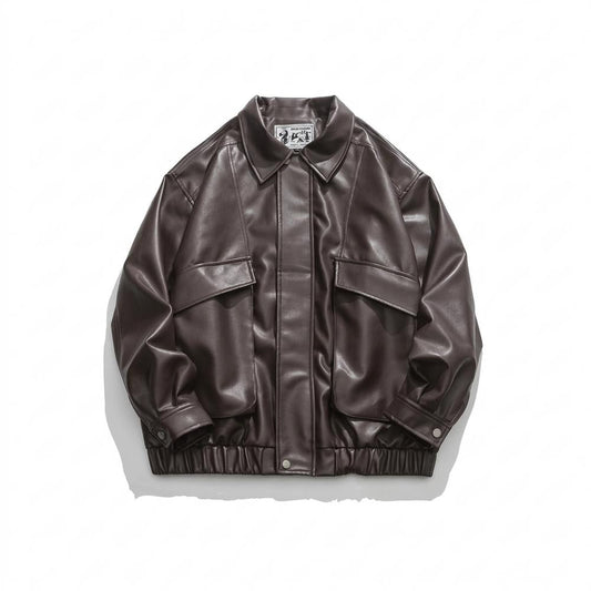 Lederjacken Outlet24 - Dulik | Gefütterte Kastig Geschnittene Lederjacke Unisex