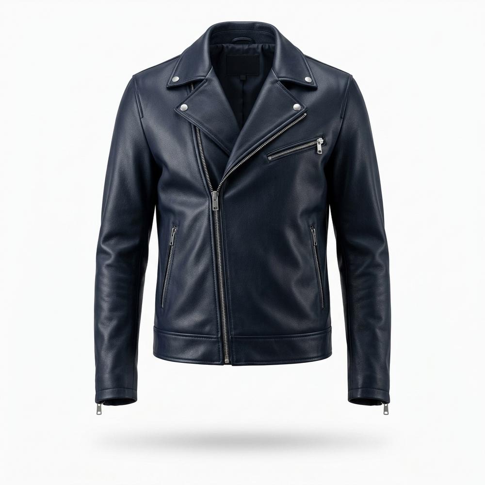 Lederjacken Outlet24 - Yefan | Asymmetrische Taillierte Lederjacke Herren