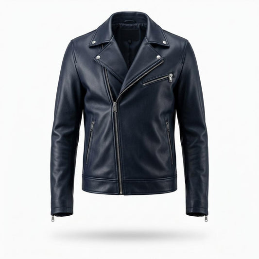 Lederjacken Outlet24 - Yefan | Asymmetrische Taillierte Lederjacke Herren