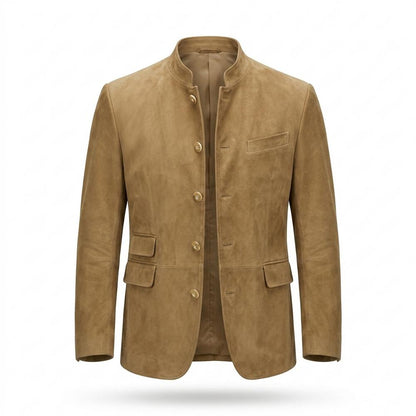 Lederjacken Outlet24 - Somol | Stehkragen Geknöpft Wildleder-Jacke Herren