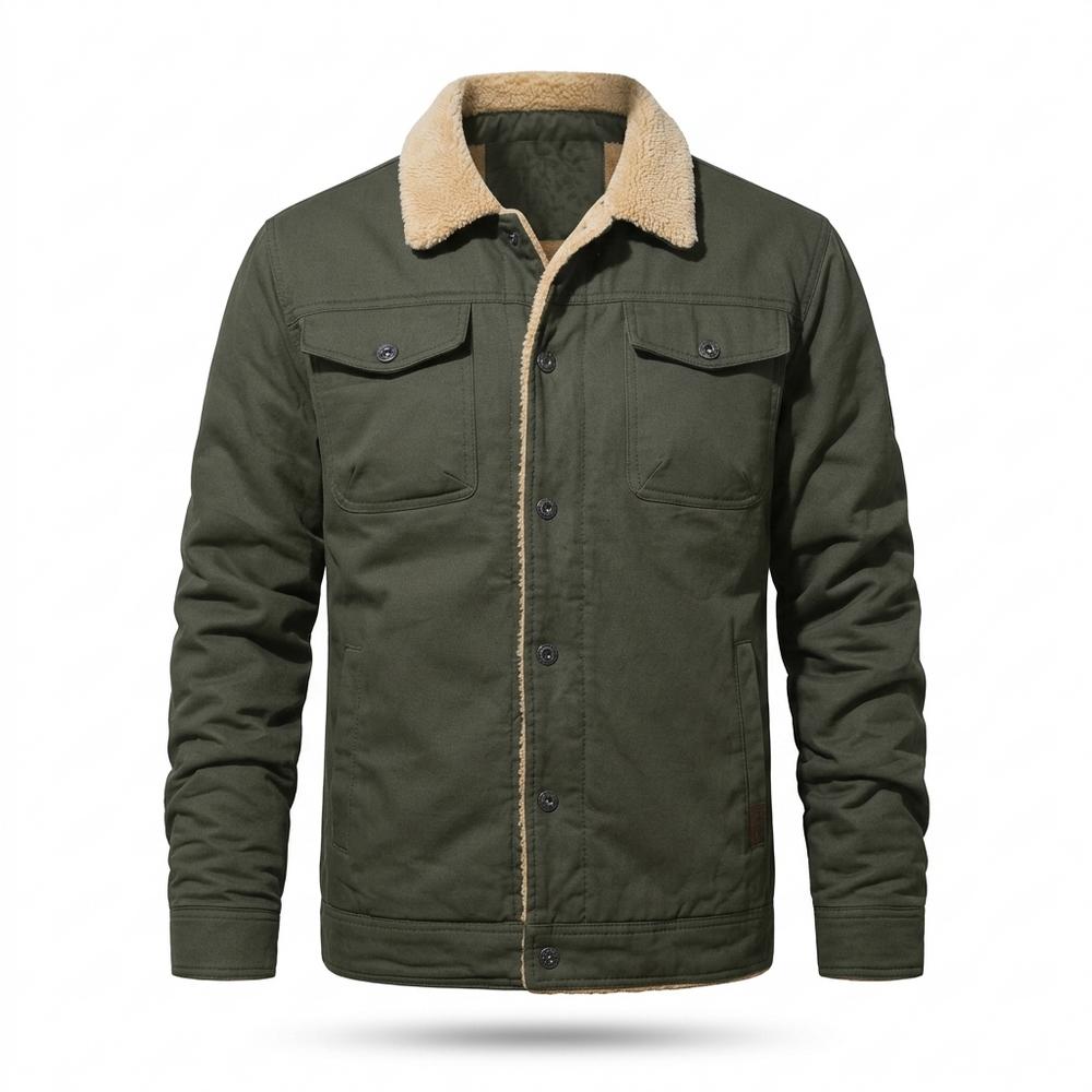 Lederjacken Outlet24 - Lemed | Gefütterte Geknöpfte Jacke Herren
