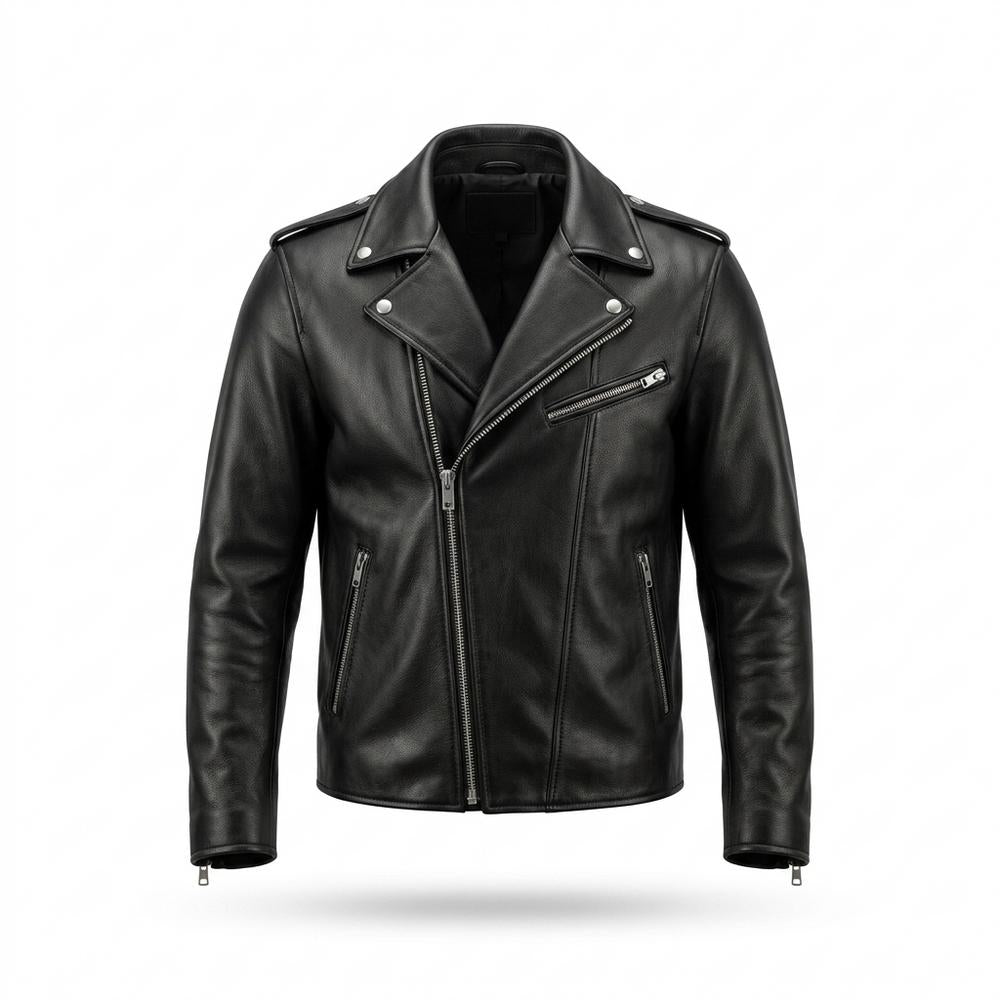 Lederjacken Outlet24 - Lifok | Asymmetrisch Geknöpft Lederjacke Herren