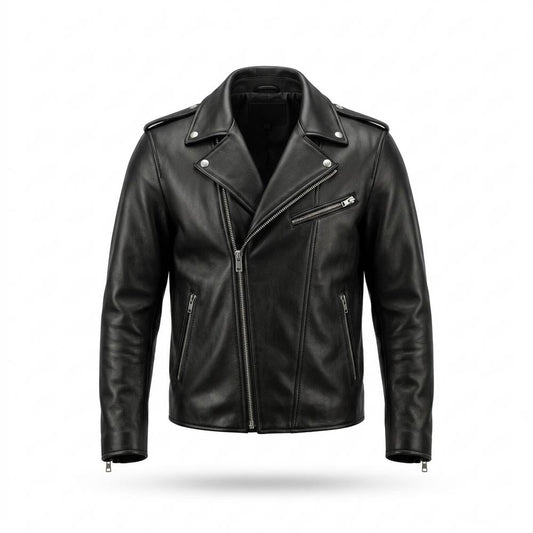 Lederjacken Outlet24 - Lifok | Asymmetrisch Geknöpft Lederjacke Herren