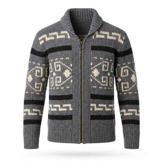 Lederjacken Outlet24 - Dogem | Gemustert Gestrickt Strickjacke Herren