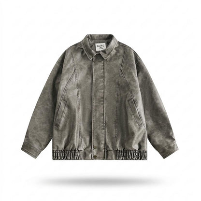 Lederjacken Outlet24 - Torek | Verwaschen Kastig Lederjacke Unisex