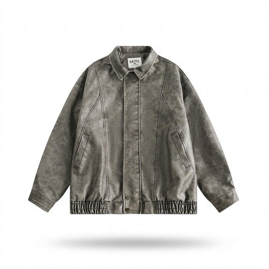 Lederjacken Outlet24 - Torek | Verwaschen Kastig Lederjacke Unisex