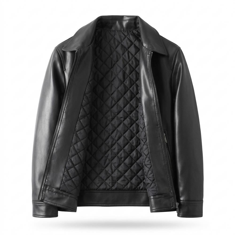 Lederjacken Outlet24 - Lisuk | Glatte Gefütterte Lederjacke Herren