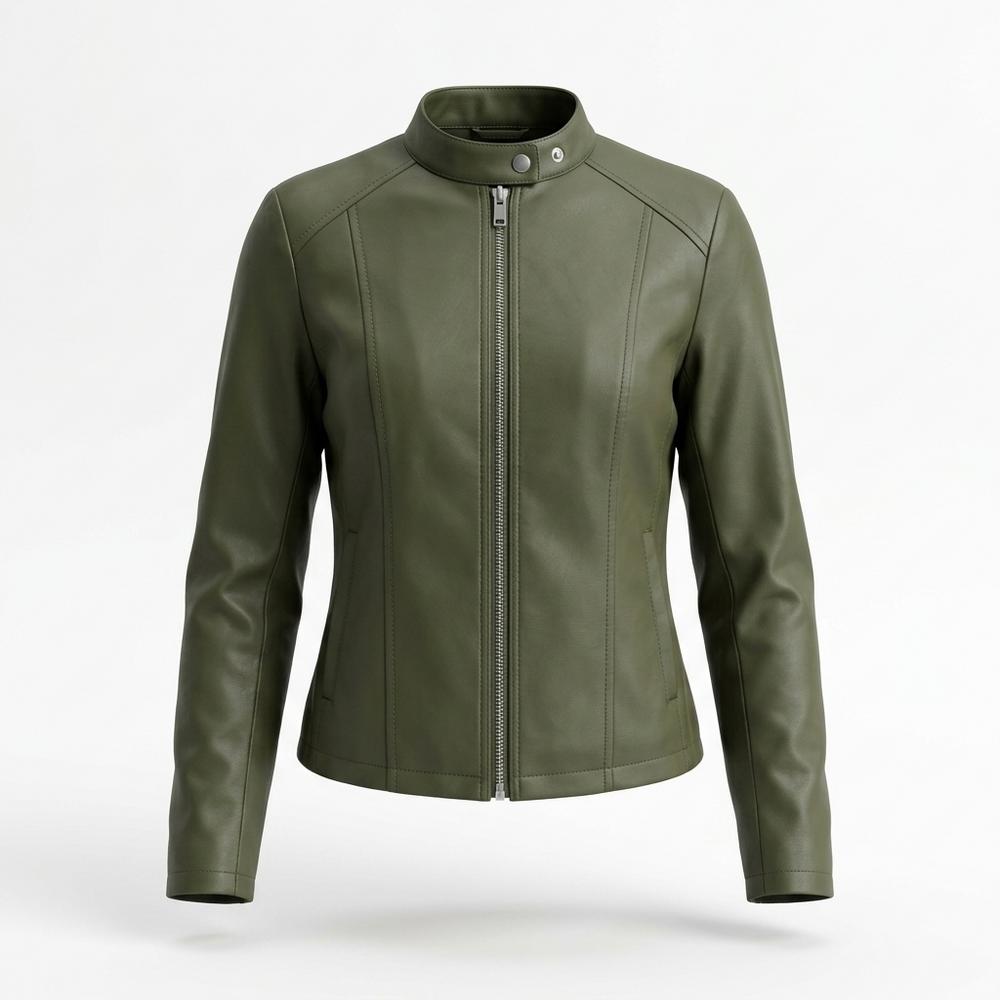 Lederjacken Outlet24 - Denid | Tailliert Unifarben Lederjacke Damen
