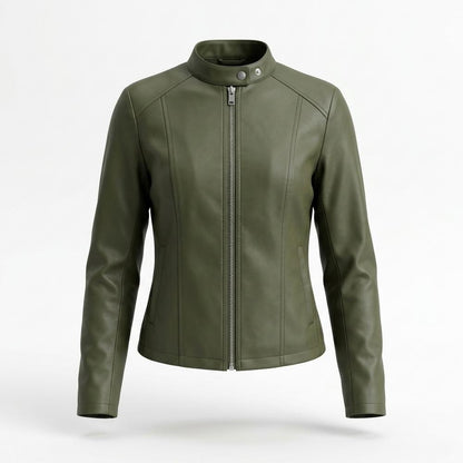 Lederjacken Outlet24 - Denid | Tailliert Unifarben Lederjacke Damen