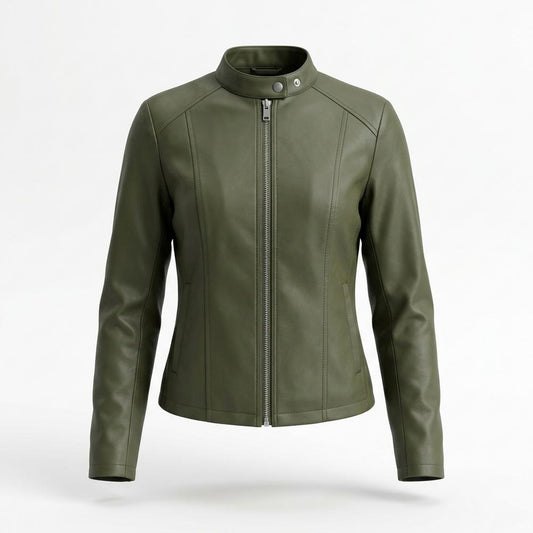 Lederjacken Outlet24 - Denid | Tailliert Unifarben Lederjacke Damen